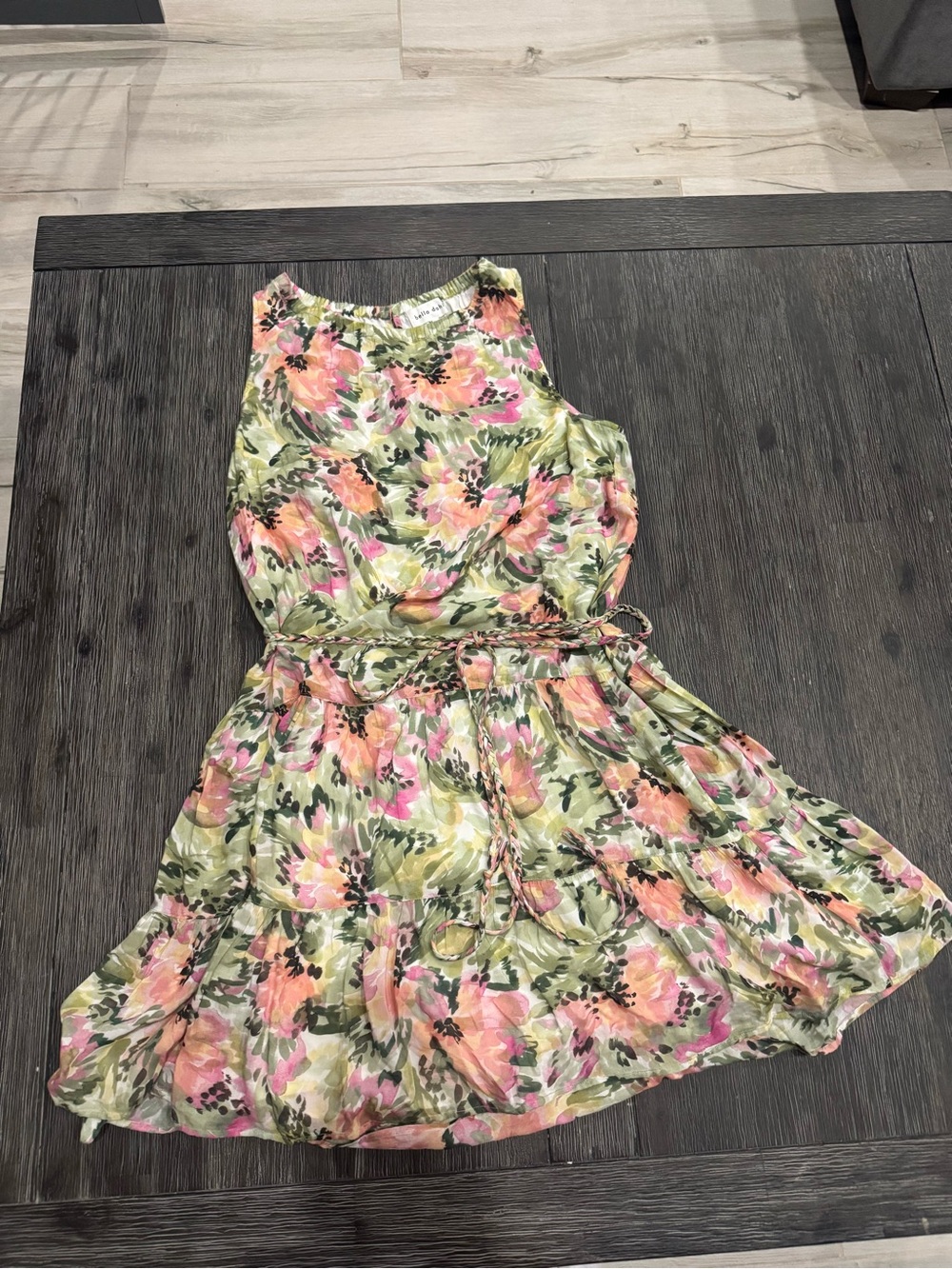 Bella Dahl Floral Sleeveless Dress in Pink, Peach & Green